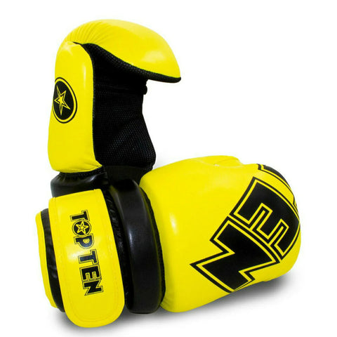 Yellow/Black Top Ten Glossy Block Pointfighter Gloves