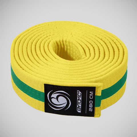 Yellow/Green Bytomic Striped Polycotton Martial Arts Belt Pack of 10
