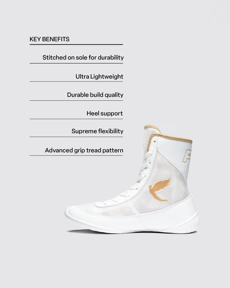 Fly Kids Tempest Boxing Boots White/Gold