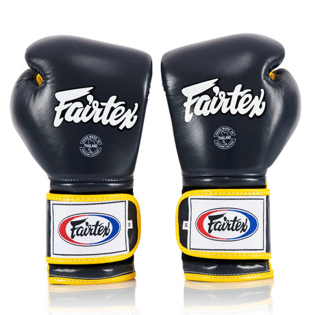 Fairtex BGV9 Mexican Style Boxing Gloves Blue/Yellow
