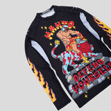 Manto Lutador de manga longa guarda precipitada preta