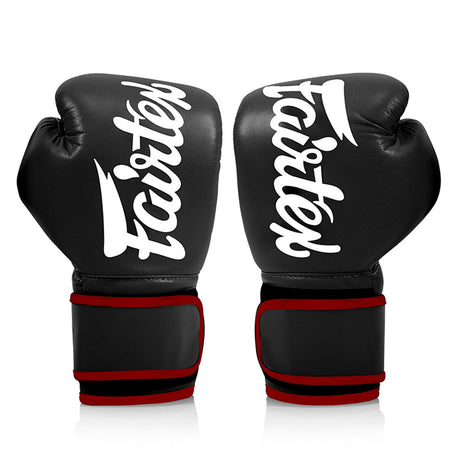 Fairtex BGV14 Microfibre Boxing Gloves Black (Red Trim)