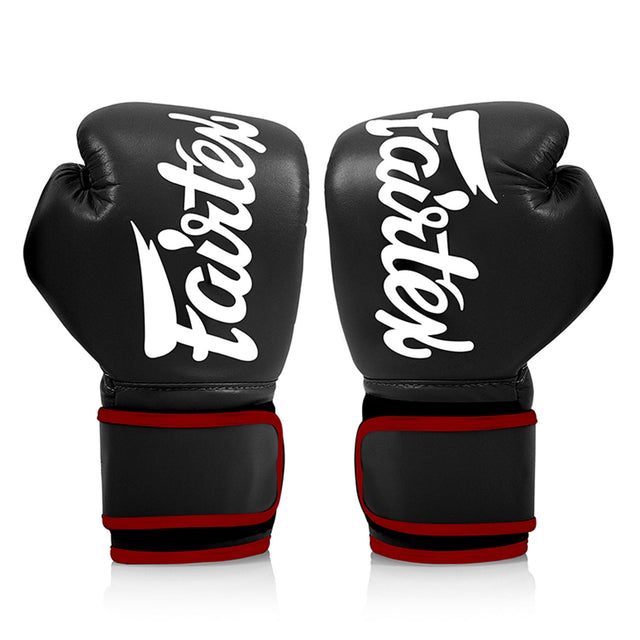 Fairtex BGV14 Microfibre Boxing Gloves Black (Red Trim)