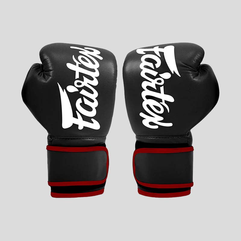 Fairtex BGV14 Microfibre Boxing Gloves Black (Red Trim)