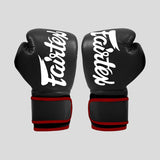 Fairtex BGV14 Microfibre Boxing Gloves Black (Red Trim)