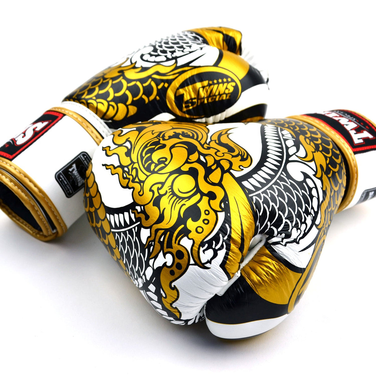 Twins Special FBGVL4-52 Boxing Gloves - Nagas White/Gold
