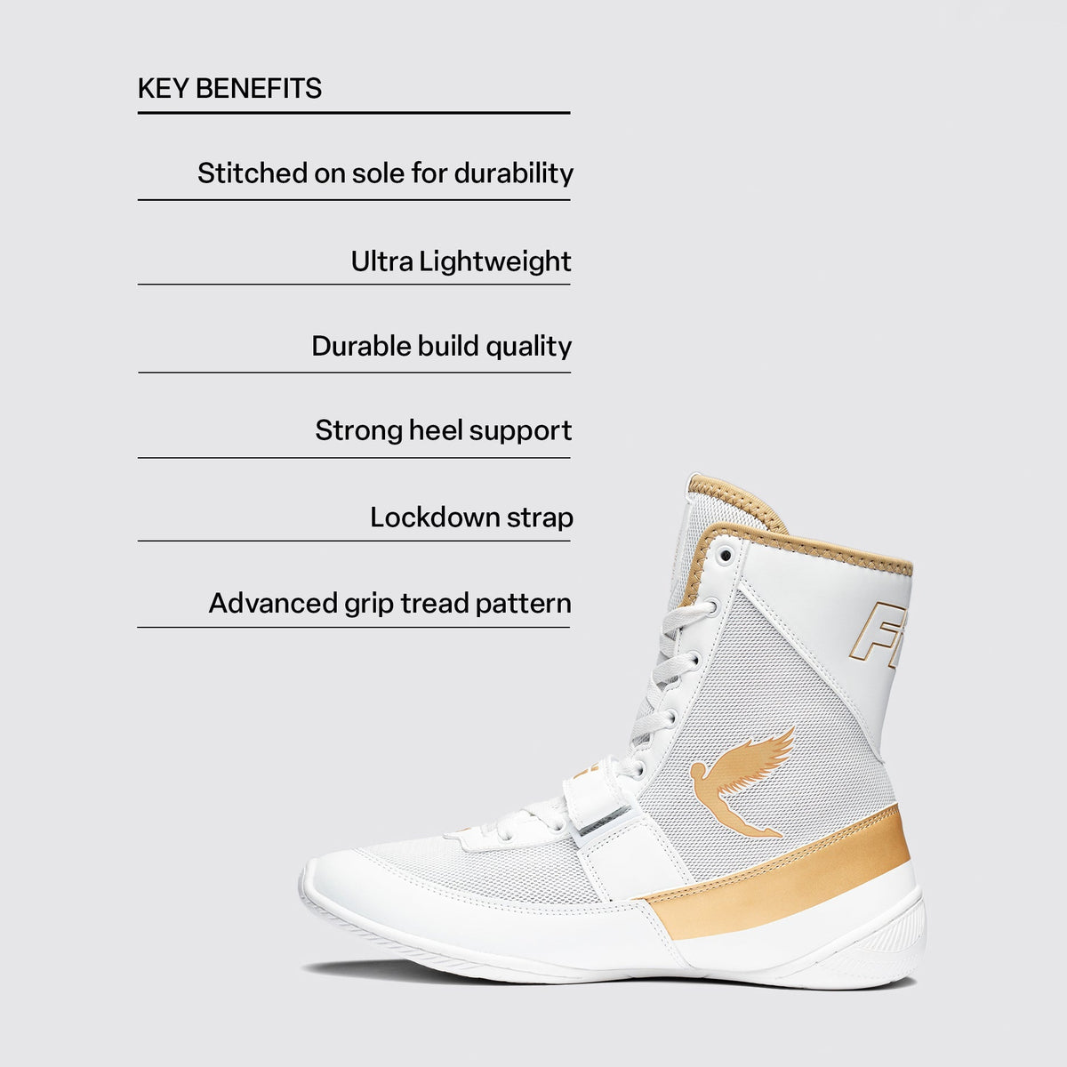 Fly Kids Storm 2 Boxing Boots White/Gold