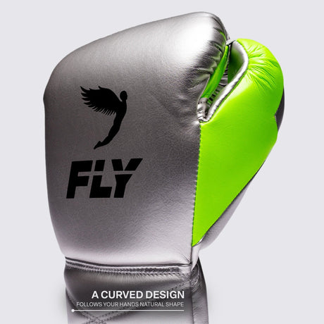 Fly Superlace Pro X 2 Boxing Gloves Silver/Neon