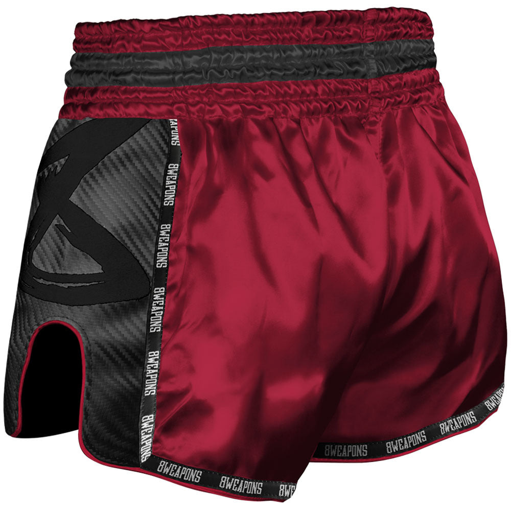 8 våpen rød daggry karbon muay thai shorts