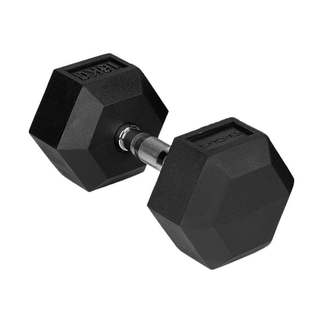 Bytomic Rubber 16kg Hexagon Dumbbell Single Black
