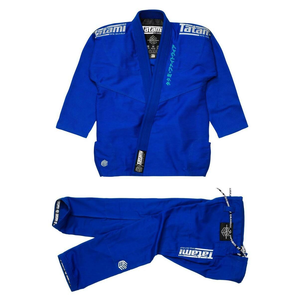 Grau auf Blue Tatami Fightwear Estilo Black Label Mens Bjj Gi