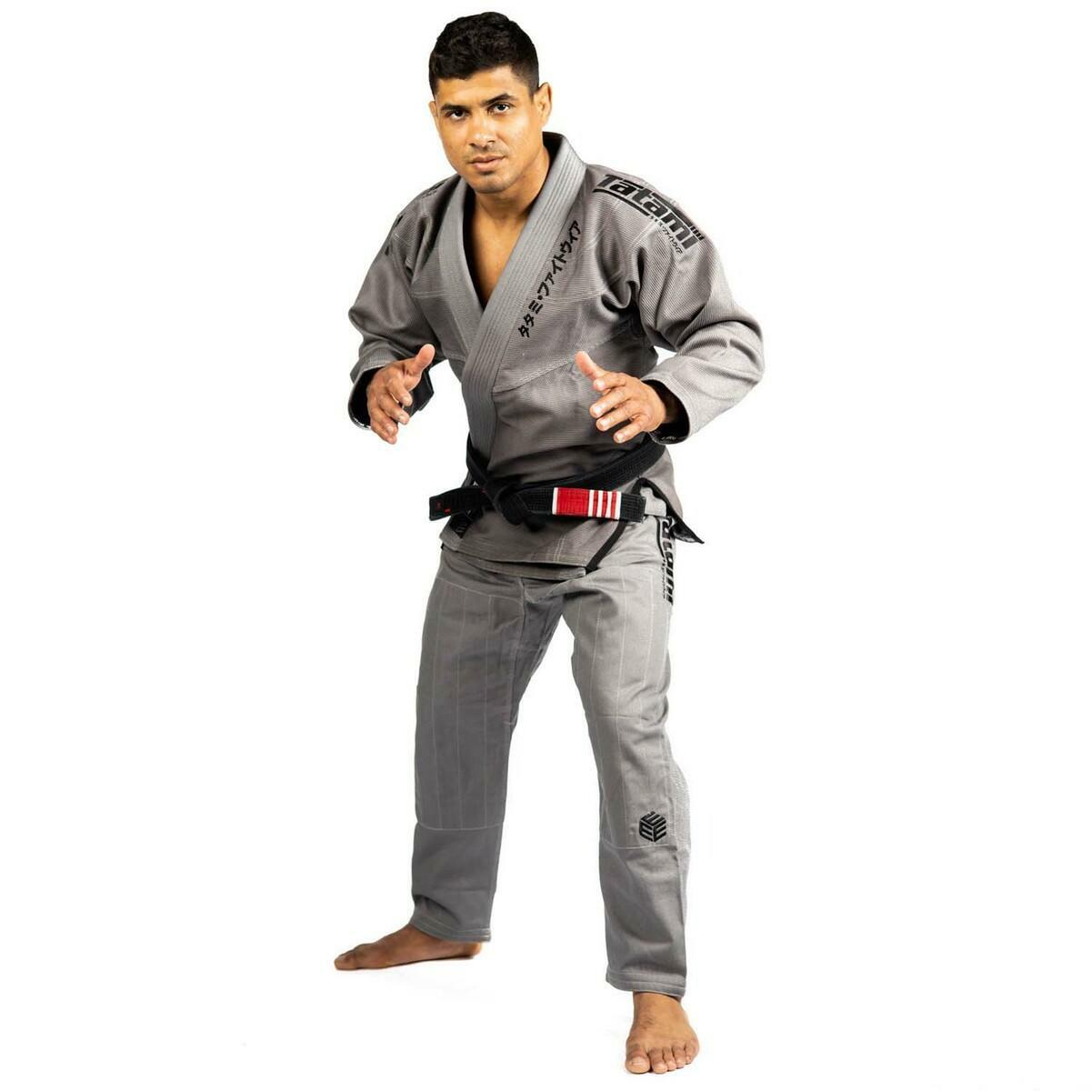 Zwart op grijze tatami vechtkleding estilo zwart label heren bjj gi
