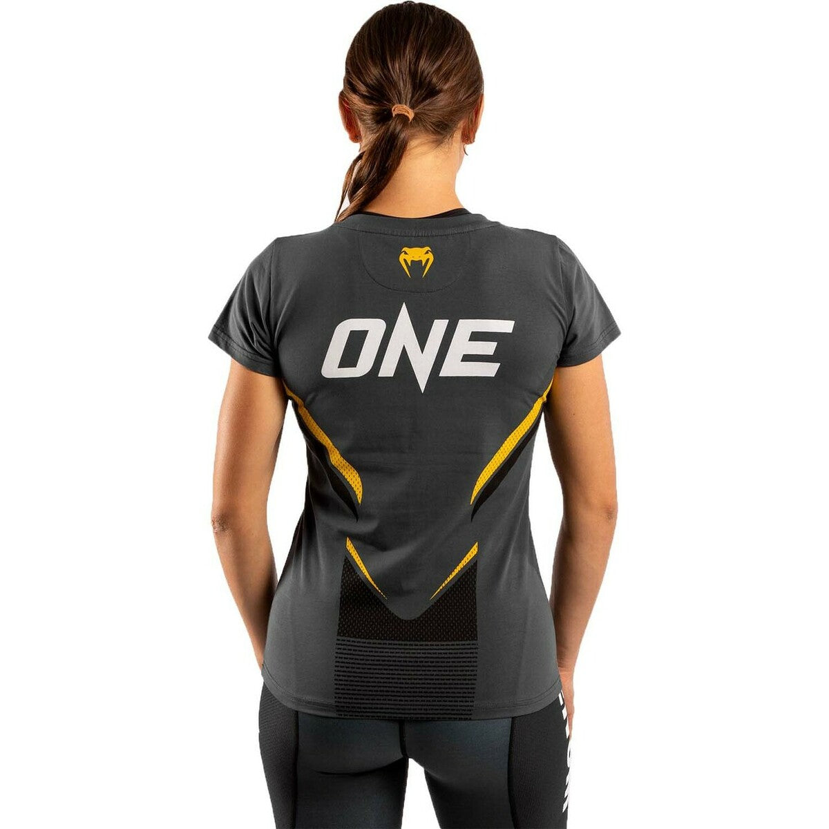 Grey/Yellow Venum Womens One FC Impact T-Shirt   