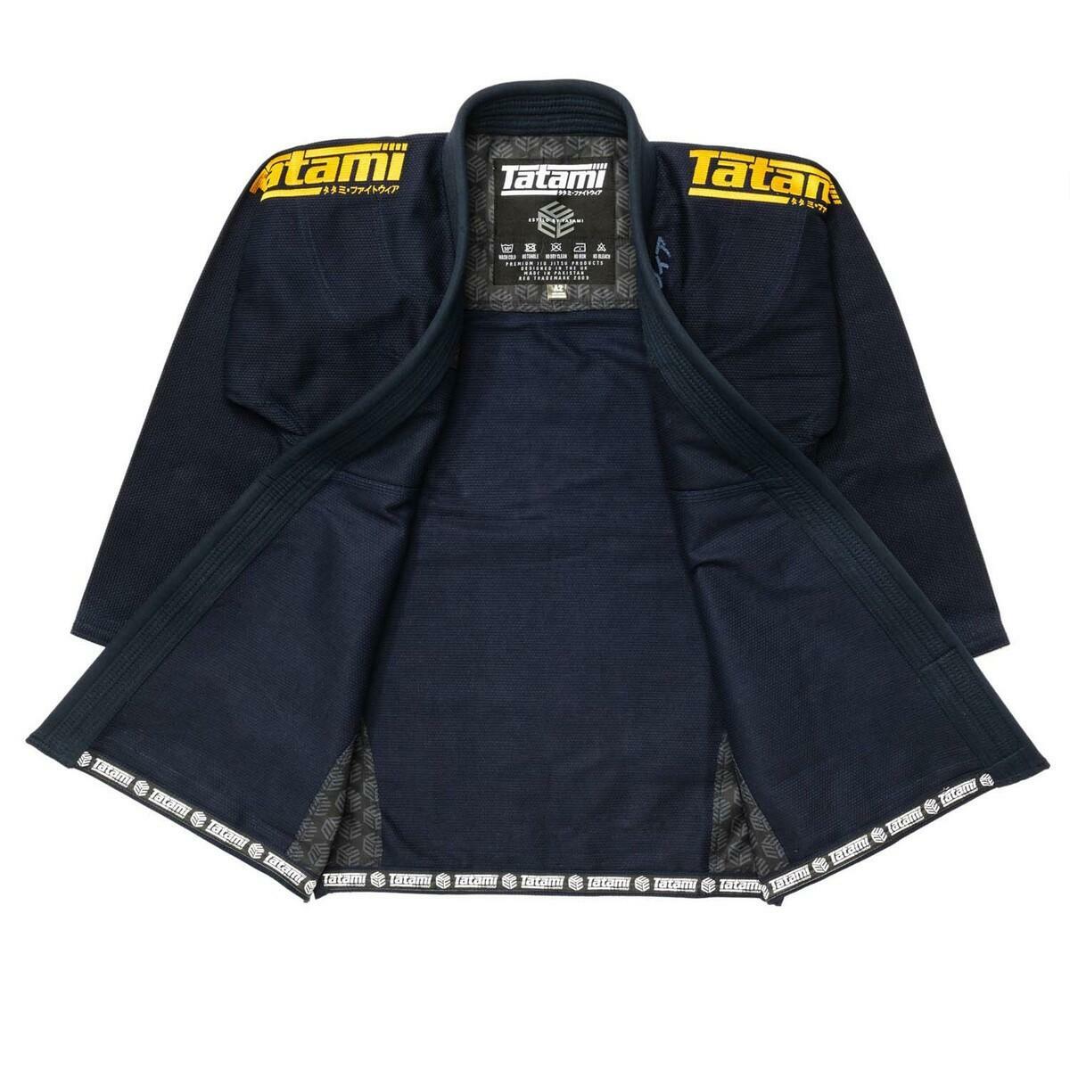 Gold on Navy Tatami Fightwear Estilo Black Label Mens BJJ GI