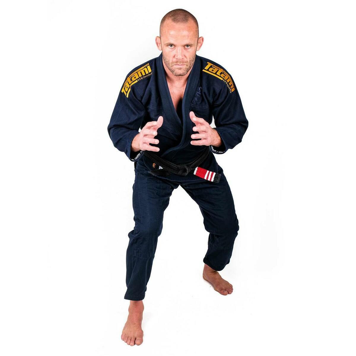 Gold on Navy Tatami Fightwear Estilo Black Label Mens BJJ GI