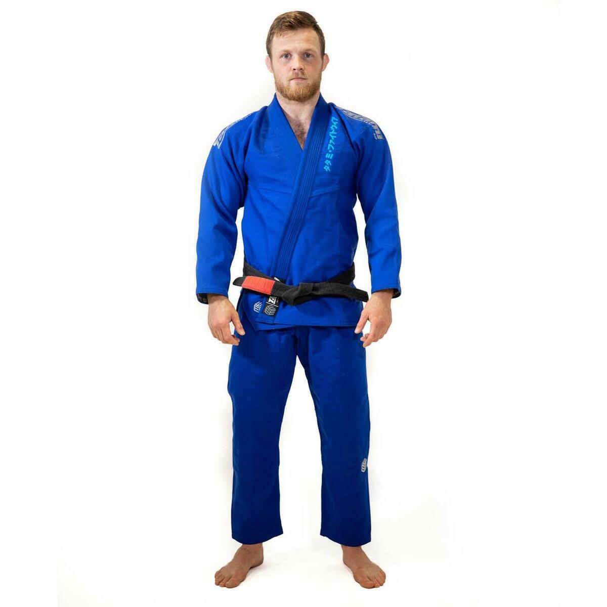 Grau auf Blue Tatami Fightwear Estilo Black Label Mens Bjj Gi
