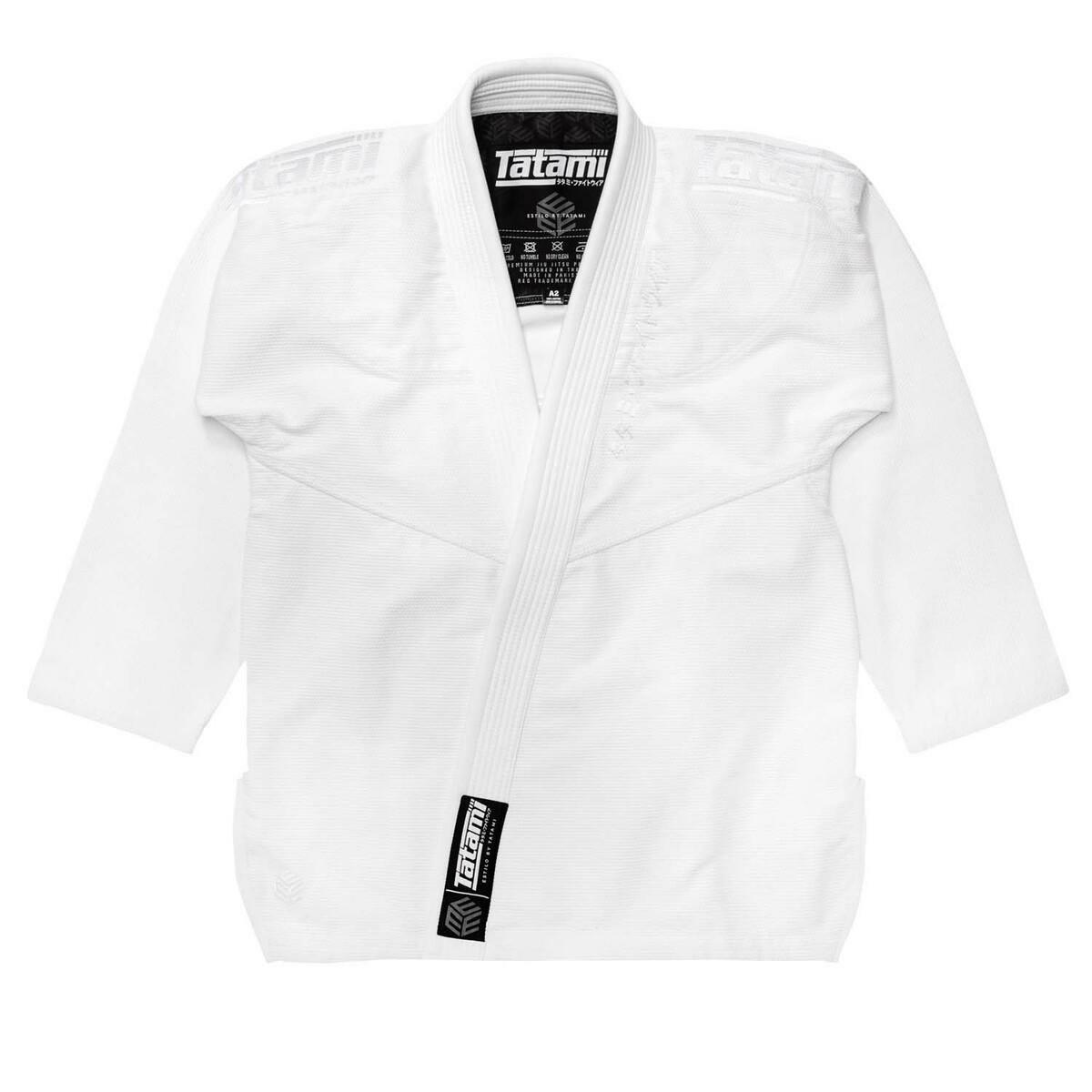 Weiß auf weißer Tatami Fightwear Estilo Black Label Mens Bjj Gi