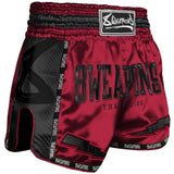 8 våpen rød daggry karbon muay thai shorts