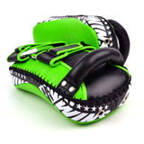 Twins Special KPL10 Curved Leather Thai Kick Pads Green-Black