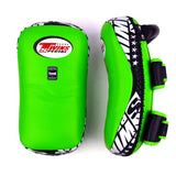 Twins Special KPL10 Curved Leather Thai Kick Pads Green-Black