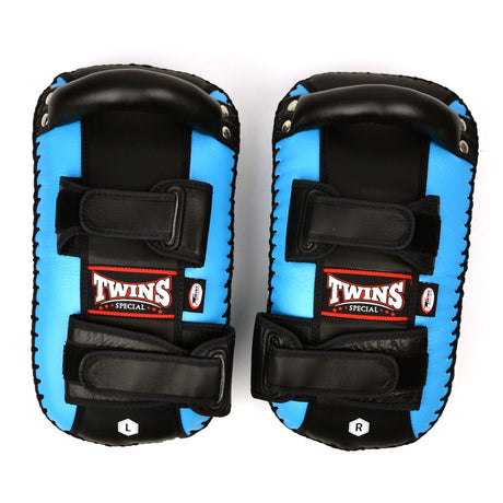 Twins Special KPL10 Curved Leather Thai Kick Pads Light Blue-Black