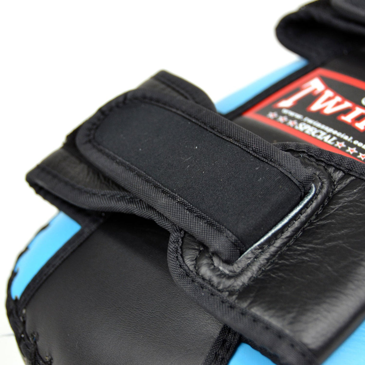 Twins Special KPL10 Curved Leather Thai Kick Pads Light Blue-Black