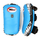 Twins Special KPL10 Curved Leather Thai Kick Pads Light Blue-Black