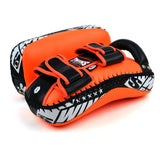 Twins Special KPL10 Curved Leather Thai Kick Pads Orange-Black