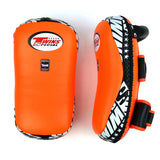 Twins Special KPL10 Curved Leather Thai Kick Pads Orange-Black