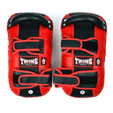 Twins Special KPL10 Curved Leather Thai Kick Pads Red-Black