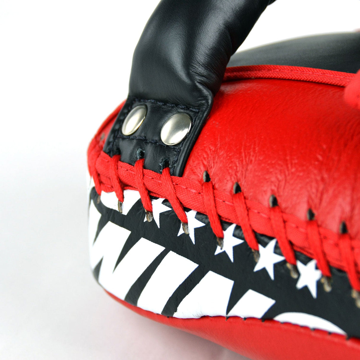 Twins Special KPL10 Curved Leather Thai Kick Pads Red-Black