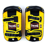 Twins Special KPL10 Curved Leather Thai Kick Pads Yellow-Black