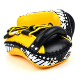 Twins Special KPL10 Curved Leather Thai Kick Pads Yellow-Black