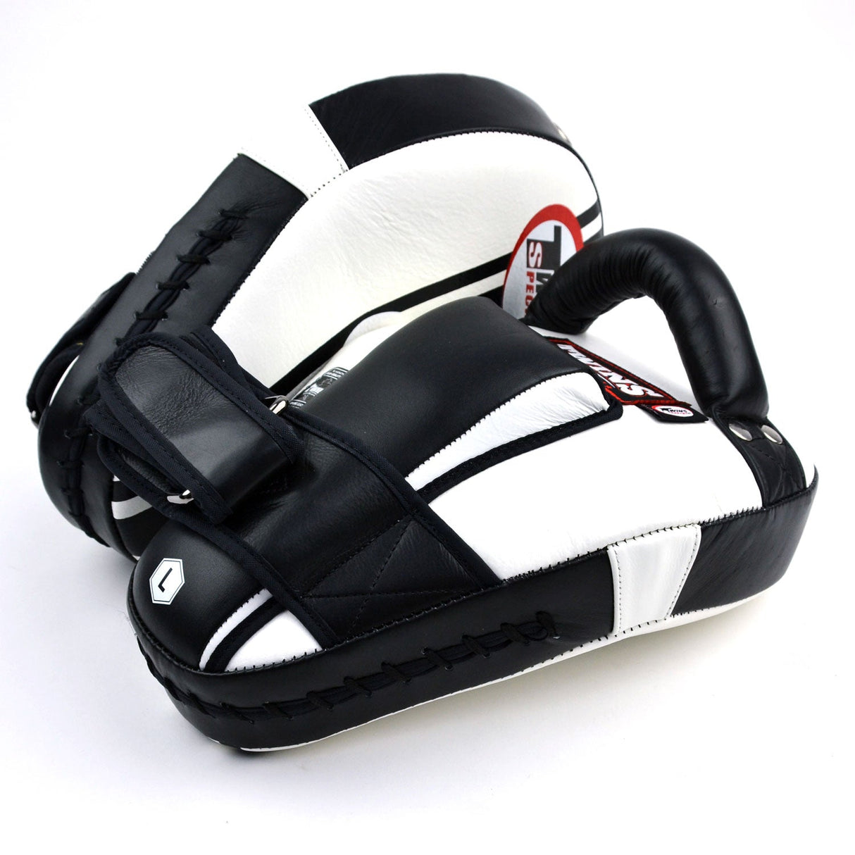 Twins Special KPL11 Curved Leaf-Shape Kick Pads White-Black