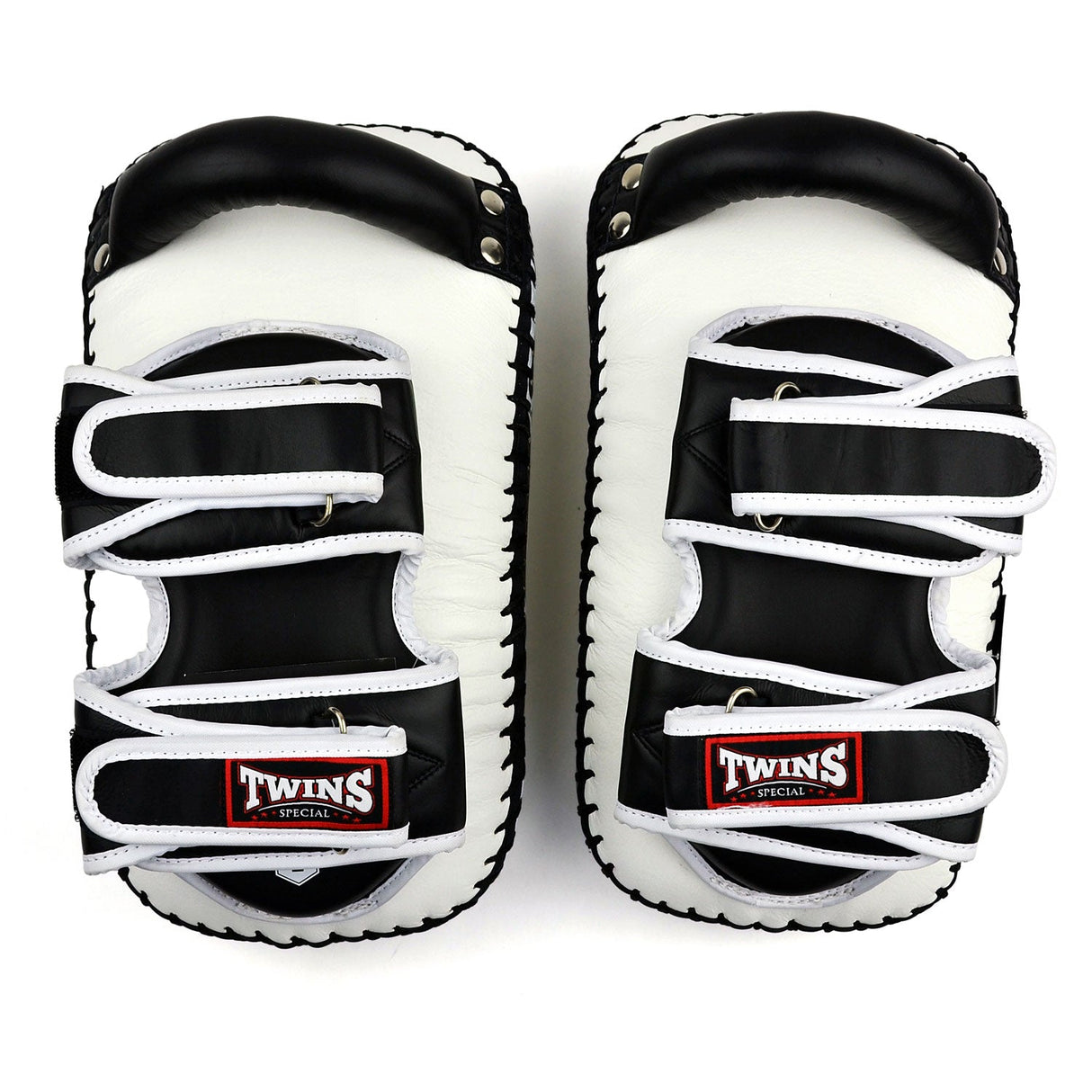 Twins Special KPL12 Deluxe Curved Leather Kick Pads White-Black
