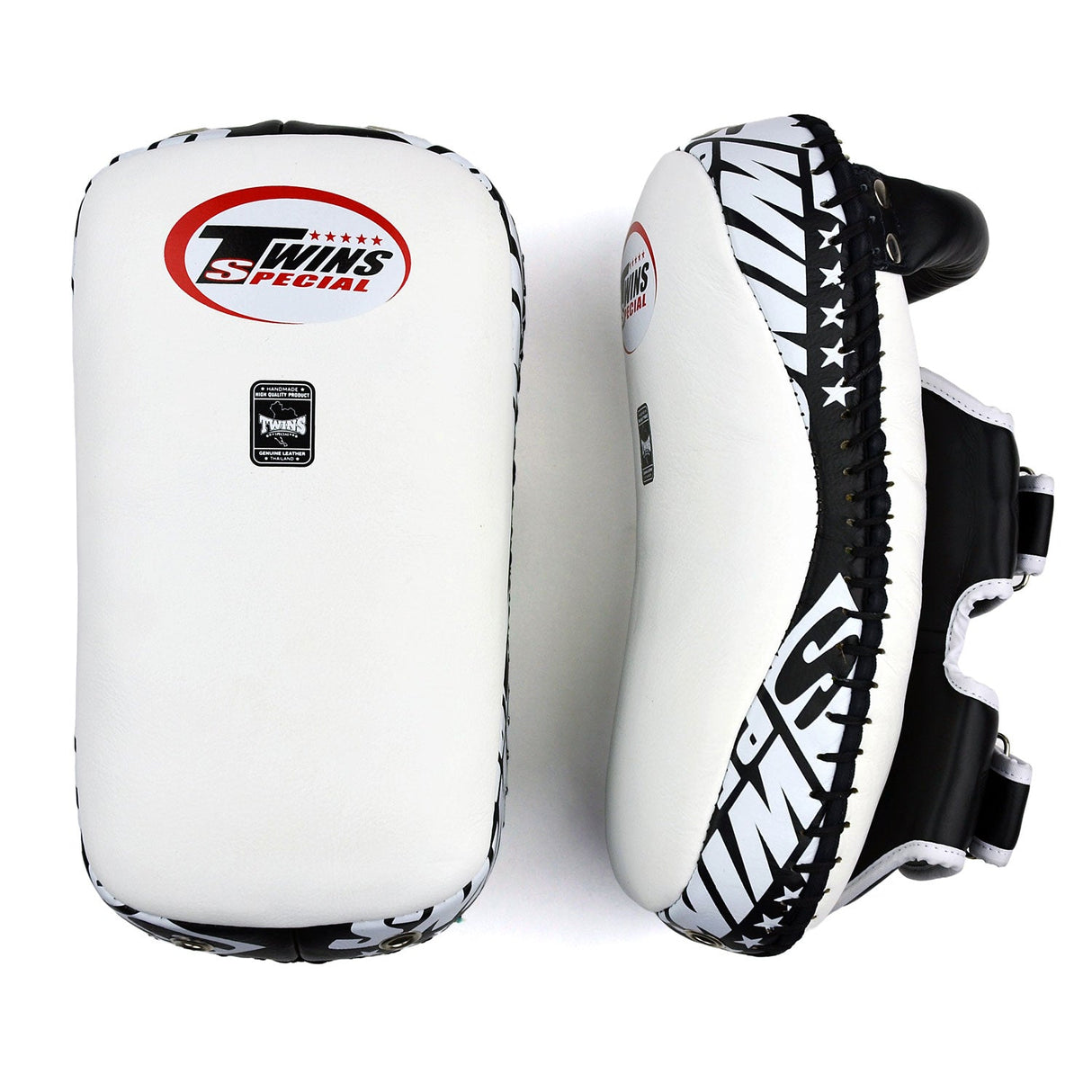 Twins Special KPL12 Deluxe Curved Leather Kick Pads White-Black