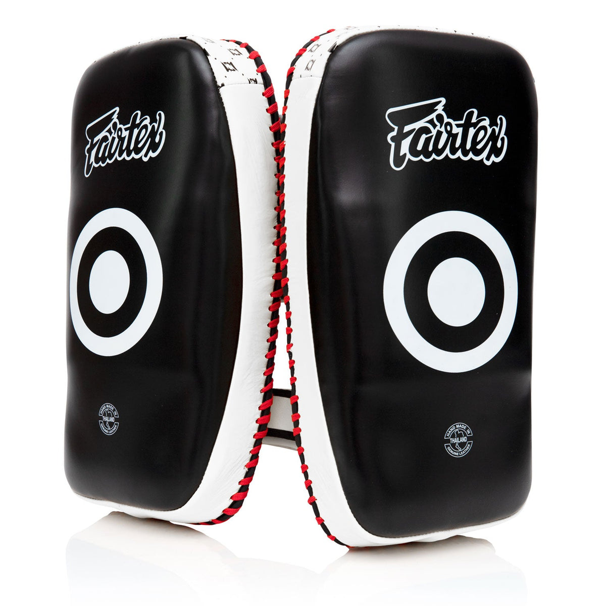 Fairtex KPLC2 Curved Thai Kick Pads Black/White from Made4Fighters