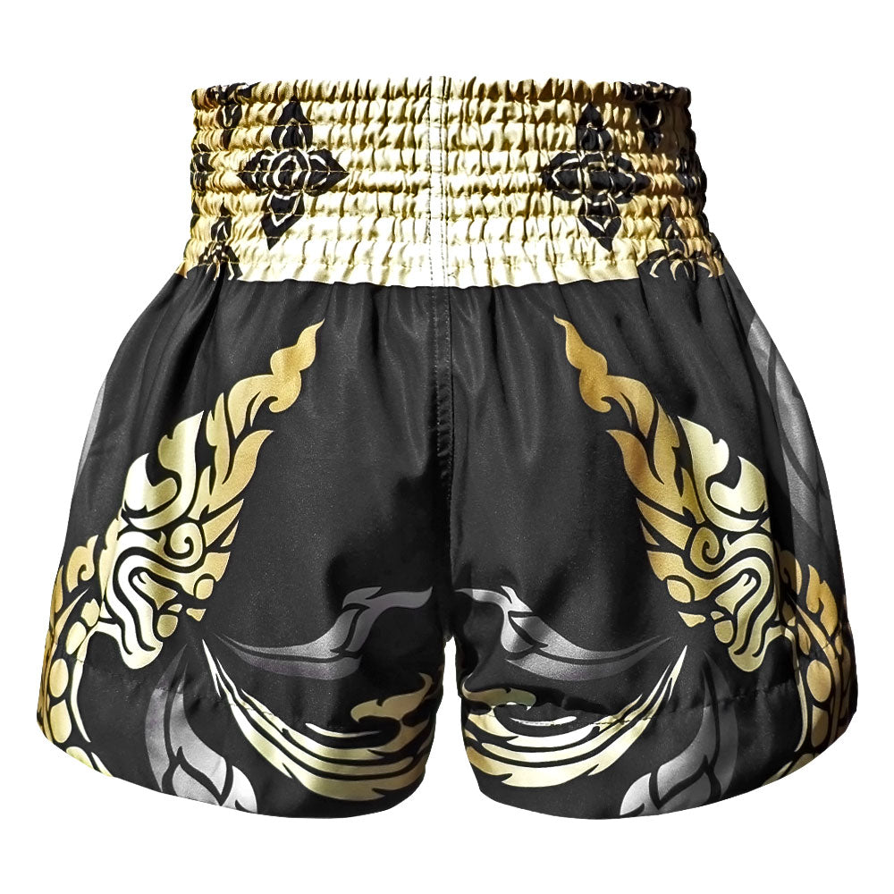 TUFF Sport MS631 Thai King Of Naga Muay Thai Shorts Black - design close-up