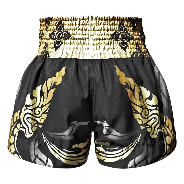 TUFF Sport MS631 Thai King Of Naga Muay Thai Shorts Black - design close-up