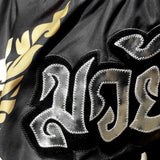 TUFF Sport MS631 Thai King Of Naga Muay Thai Shorts Black - fit and cut detail
