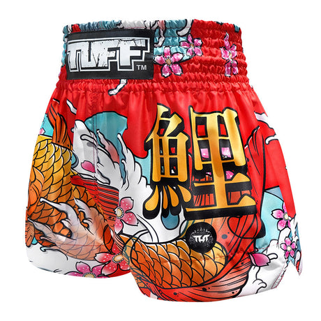 TUFF Sport MS637 Japanese Koi Fish Muay Thai Shorts Red - back view