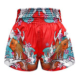TUFF Sport MS637 Japanese Koi Fish Muay Thai Shorts Red - side detail