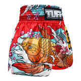 TUFF Sport MS637 Japanese Koi Fish Muay Thai Shorts Red - design close-up