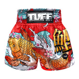TUFF Sport MS637 Japanese Koi Fish Muay Thai Shorts Red - front view