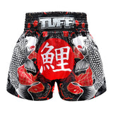 TUFF Sport MS638 Japanese Koi Fish Muay Thai Shorts Black - front view