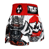 TUFF Sport MS659 The Samurai of Siam Muay Thai Shorts White - design close-up