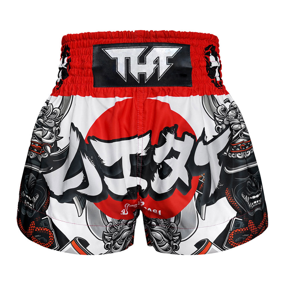 TUFF Sport MS659 The Samurai of Siam Muay Thai Shorts White - front view