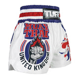 TUFF Sport MS666 King of Beasts Muay Thai Shorts White - design close-up