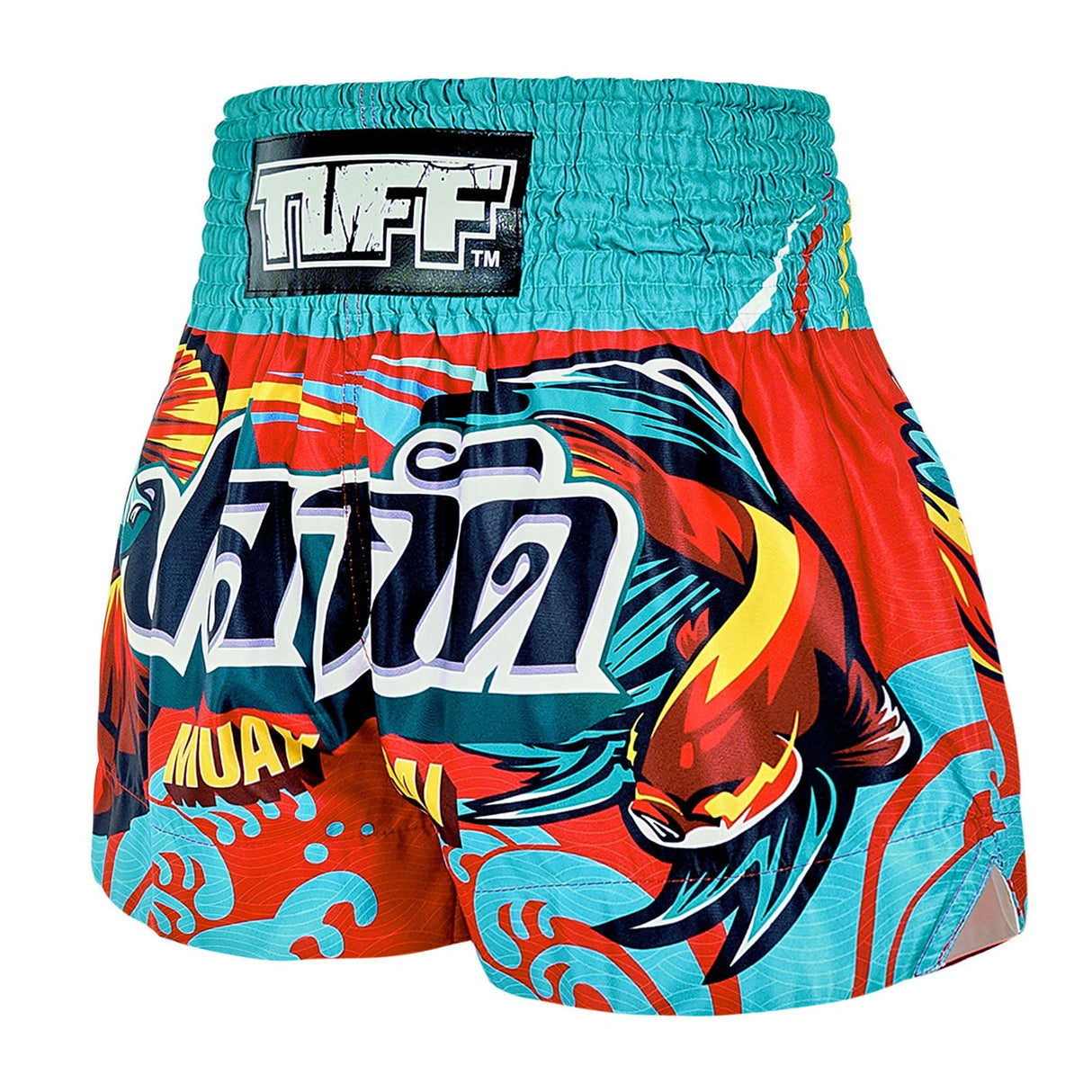 TUFF Sport MS672 The Half-Sun Light Muay Thai Shorts Red - back view