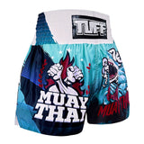 TUFF Sport MS673 The Carcharodon Muay Thai Shorts Blue - design close-up